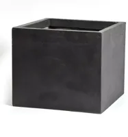 Mega Collections Kubus Plantenbak Clayfibre - L28 x 28 x H28 cm - Zwart