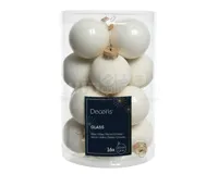 Kerstballen Glas Ø3,5cm Wol Wit 16st