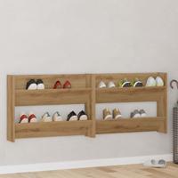 Wand Schoenenkasten 2 pcs artisanaal eikenkleurig Bewerkt hout