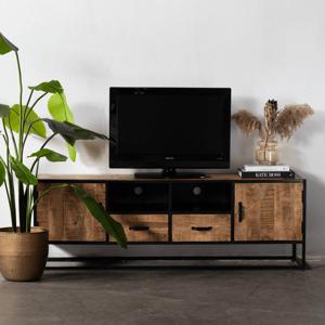 Giga Meubel - Tv Meubel Mangohout - Naturel/Zwart - 180cm - Kast Anne