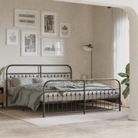 Bedframe met hoofd- en voeteneinde metaal zwart 183x213 cm - thumbnail