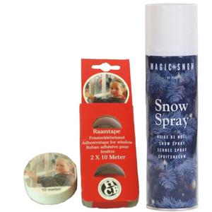 Busje Spuitsneeuw - sneeuwspray - 150 ml - incl. raamtape 2 stuks