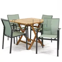 Tuinset Delia amandel stapelbaar met Milton tafel vierkant 90x90