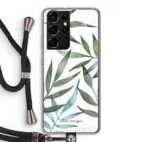 Tropical watercolor leaves: Samsung Galaxy S21 Ultra Transparant Hoesje met koord