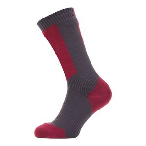 Sealskinz Cold weather mid fietssok met Hydrostop grjis/rood/wit XL