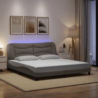 Bedframe met LED zonder matras "Hvar" 180x200 cm stof taupe