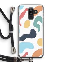 Memphis Shapes Blue: Samsung Galaxy J8 (2018) Transparant Hoesje met koord
