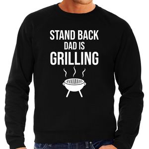 Stand back dad is grilling barbecue / bbq sweater zwart voor heren