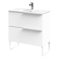 Tiger Pocket Meubelset 80 cm met 2 lades Wit incl Calpe wastafel en loop-poten Hoogglans wit - 800301