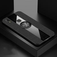 Voor vivo Y85 XINLI stiksels doek textuur schokbestendig TPU beschermhoes met ring houder (zwart)