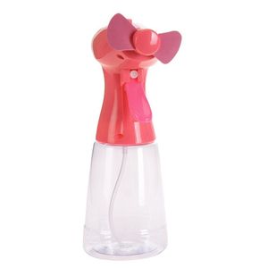 Roze hand ventilator met water verstuiver 22 cm   -