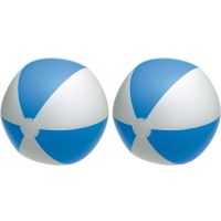 2x Opblaasbare strandballen blauw/wit 28 cm speelgoed - thumbnail