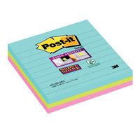 Post-it Super Sticky notes XL Cosmic, 70 vel, ft 101 x 101 mm, gelijnd, geassorteerde kleuren, pak van 3 - thumbnail