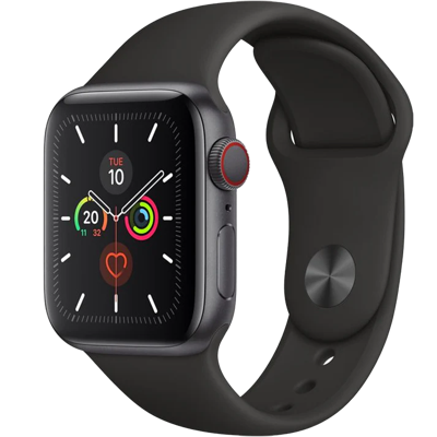 Refurbished Watch Series 5 44mm Aluminium Space Gray met zwarte sportband Zichtbaar gebruikt Nee (marge product)