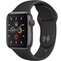 Refurbished Watch Series 5 44mm Aluminium Space Gray met zwarte sportband Als nieuw Ja