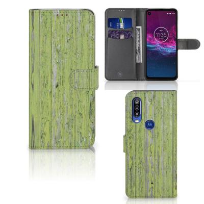 Motorola One Action | Book Style Case | Green Wood