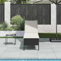 Ligstoel met kussen zwart 55x200x44cm polyrotan