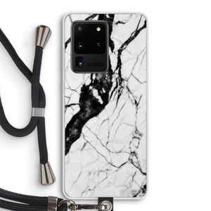 Witte marmer 2: Samsung Galaxy S20 Ultra Transparant Hoesje met koord