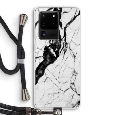 Witte marmer 2: Samsung Galaxy S20 Ultra Transparant Hoesje met koord