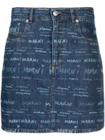 Marni jupe en jean à logo imprimé - Bleu