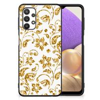 Samsung Galaxy A32 5G Bloemen Hoesje Gouden Bloemen