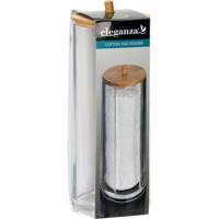 Eleganza wattenschijfjes container 7x19 cm bamboe/transparant