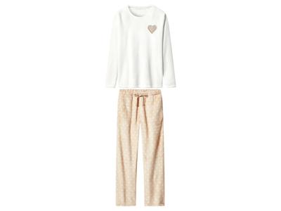 esmara Pluchen dames pyjama (wit/beige, L (44/46))