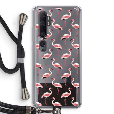Flamingoprint groen: Xiaomi Mi Note 10 Pro Transparant Hoesje met koord