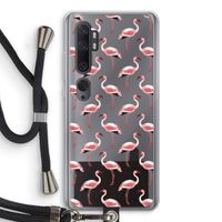 Flamingoprint groen: Xiaomi Mi Note 10 Pro Transparant Hoesje met koord