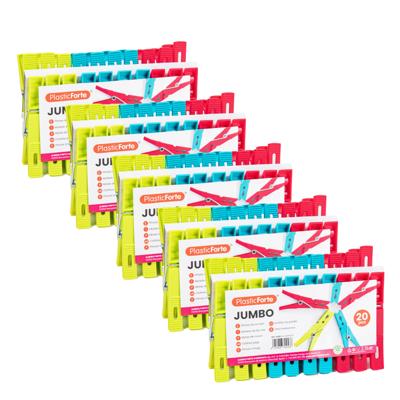 Plasticforte Wasknijpers XL - 100x stuks - felle kleuren mix - kunststof - 10 cm - Was ophangen