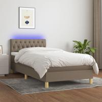 Boxspring met matras en LED stof taupe 90x190 cm