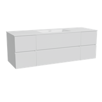 Storke Edge zwevend badmeubel 155 x 52 cm mat wit met Mata enkele wastafel in solid surface mat wit