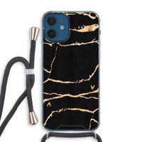Gouden marmer: iPhone 12 Transparant Hoesje met koord