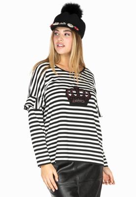 Yoek Shirt wide crown STRIPED | Zwart | Maat 58/60