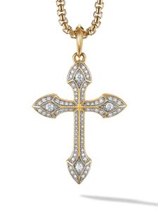 David Yurman collier en or jaune 18ct à pendentif croix fini de diamant