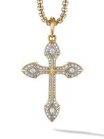 David Yurman collier en or jaune 18ct à pendentif croix fini de diamant - thumbnail