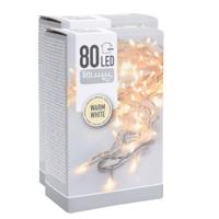 Kerstverlichting - 2x - 80 led lampjes - warm wit - 6 meter - lichtsnoer