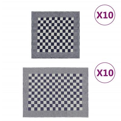 VidaXL 20-delige keukendoekenset katoen blauw en wit