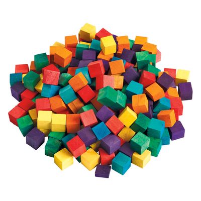 Colorations - gekleurde houten kubus blokjes, 196st.