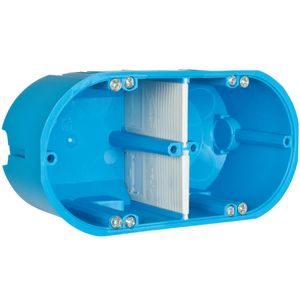 Hollewand inbouwdoos 2 voudig blauw elektra gatmaat 68mm