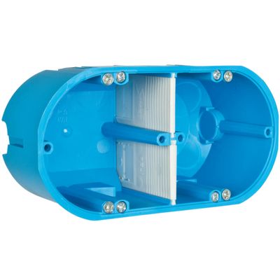 Hollewand inbouwdoos 2 voudig blauw elektra gatmaat 68mm