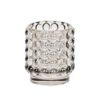 Housevitamin theelichthouder dots glas grijs 8 cm | 18 stuks