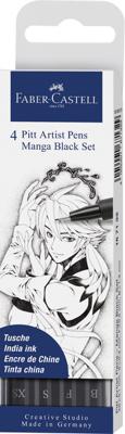 Faber Castell Tekenstift Pitt Artist Pen - Manga 4-delig etui - Black