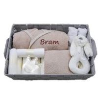 Babymand met badjasje cream met naam Babymand met badjasje cream met naam