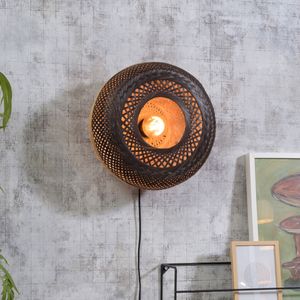 GOOD&MOJO Wandlamp 'Palawan' 40cm, Bamboe, kleur Zwart/Naturel