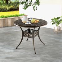 Tuintafel met Parasolgat Ronde Balkontafel van Gegoten Aluminium Weerbestendige Terrastafel voor Tuin 90 x 90 x 74 cm