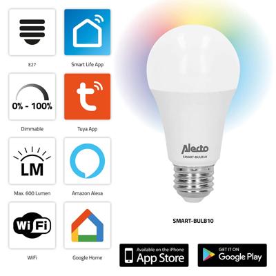 Alecto SMART-BULB10 Smart LED-kleurenlamp met Wi-Fi - SMART-BULB10