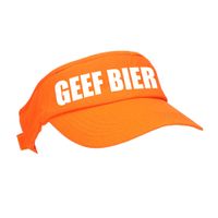Oranje GEEF BIER zonneklep met Nederlandse vlag voor dames en heren - thumbnail