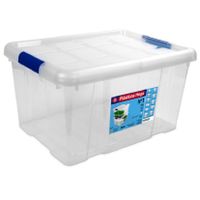 1x Opbergboxen/opbergdozen met deksel 16 liter kunststof transparant/blauw   -