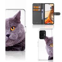 Xiaomi 11T | 11T Pro | Telefoonhoesje | Met pasjeshouder | Kat Xiaomi 11T | 11T Pro | Telefoonhoesje | Met pasjeshouder | Kat
